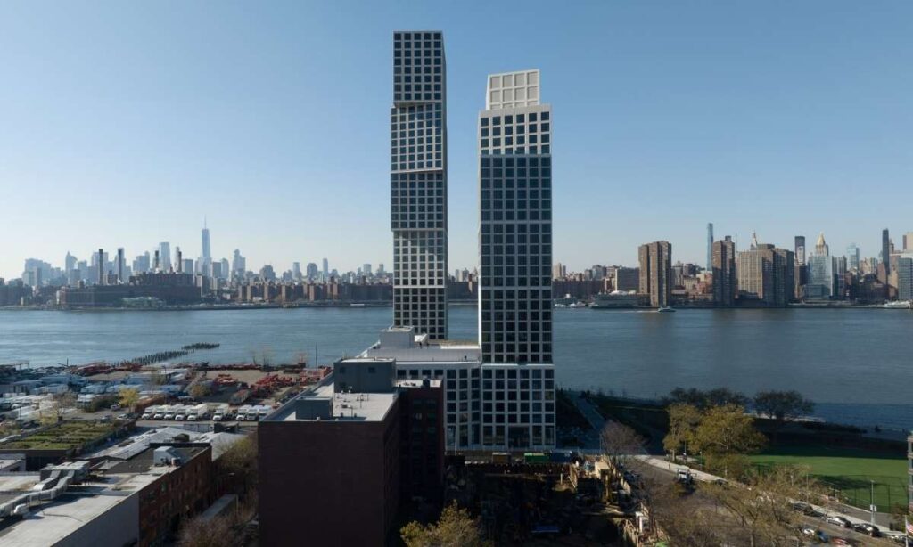 Two Brooklyn Bridge Towers Stacked
